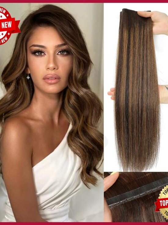 Real Human Hair Extensions 16 Inch Lightweight Weft for Volume Length main image 5